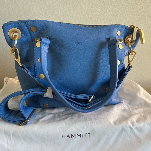 Hammitt Skylight Blue M Daniel Bag with Gold Hardware, matching pouch, & wallet - Picture 9 of 16